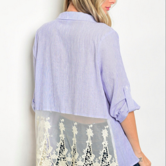 Light Blue Chambray with Lace Detail - Picture 2 of 2